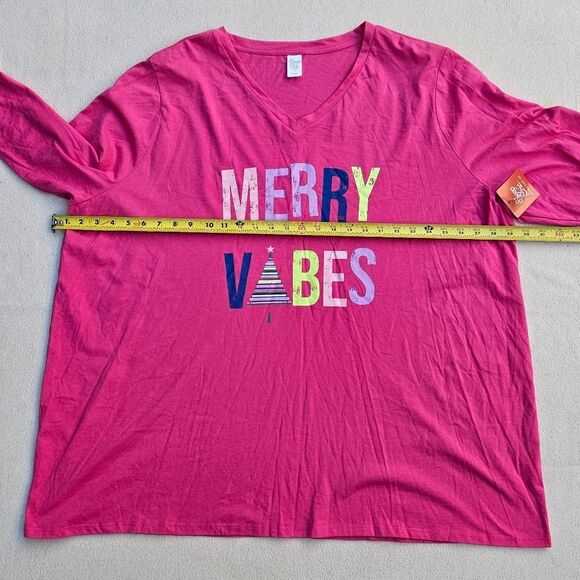 Sleep Chic Merry Vibes Pink and Blue PJ Set Size 3X - Picture 4 of 16